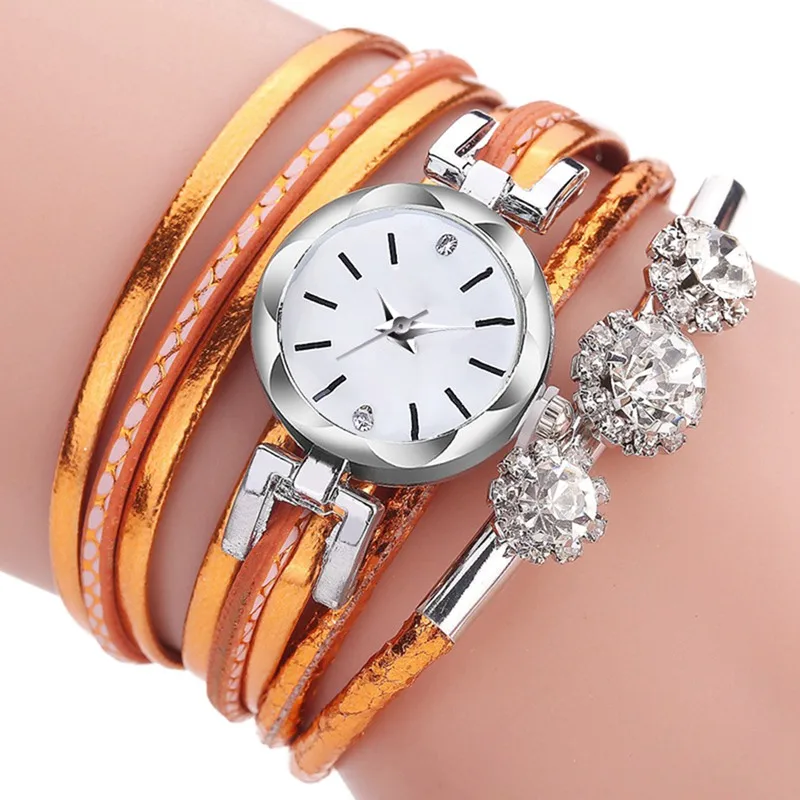 

Women Bracelets Watch Luxury Rhinestone Leather Quartz Watches Fashion Wrist Watches