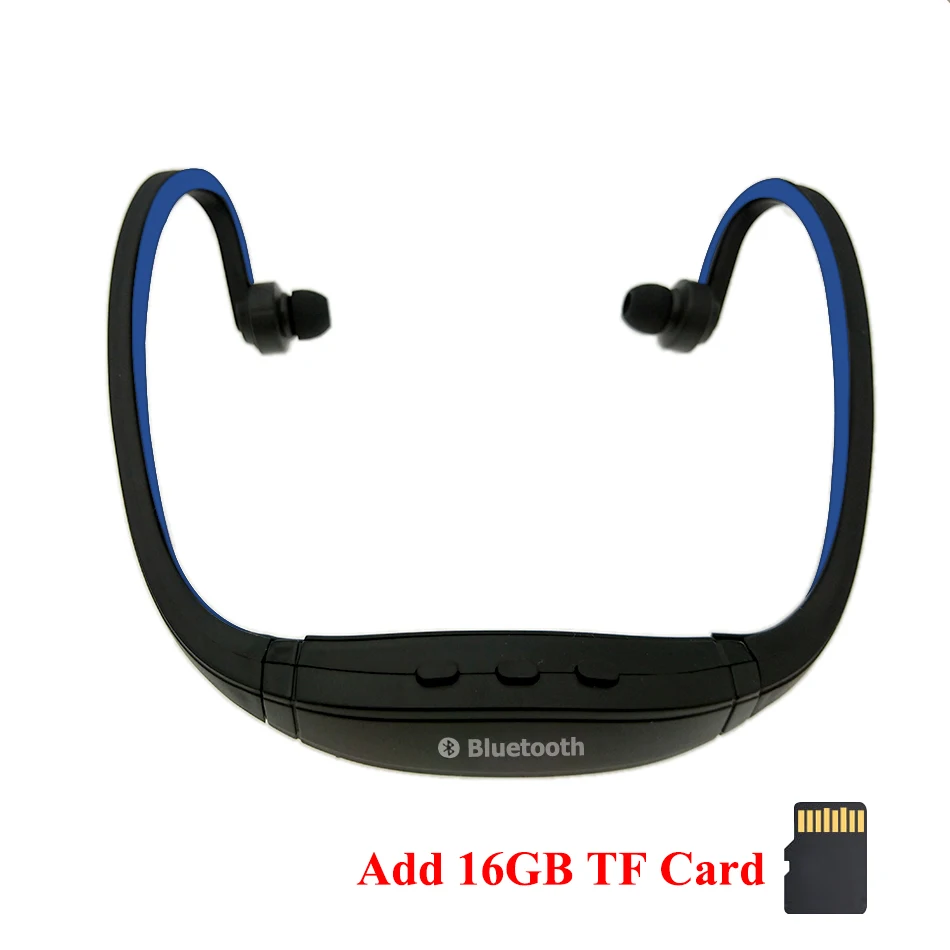 HOMEBARL BS19C Bluetooth 4,0 Спортивные Беспроводные шейные наушники гарнитура+ 8 Гб 16 Гб Micro SD карта/FM радио/микрофон PK ZK-S9 - Цвет: Blue Add 16G TF Card