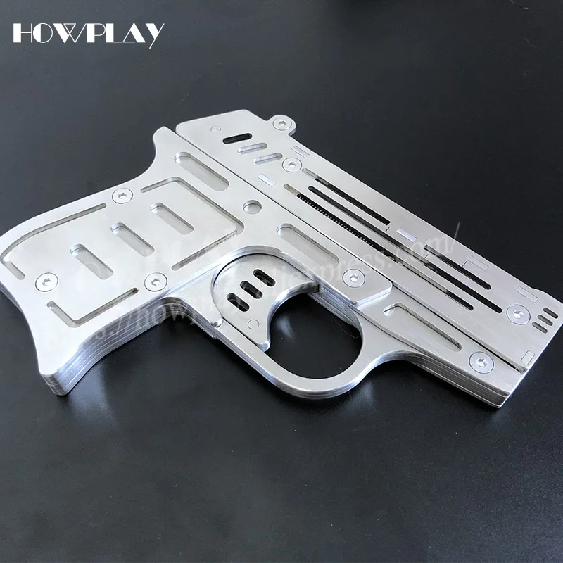 Howplay пистолет с резиновой лентой игрушка слайд стрельба игры из нержавеющей