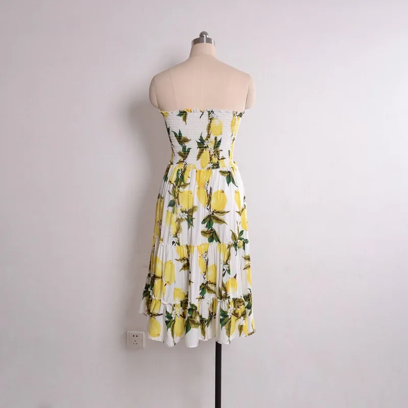 Летнее женское сексуальное пляжное платье без бретелек модное праздничное с