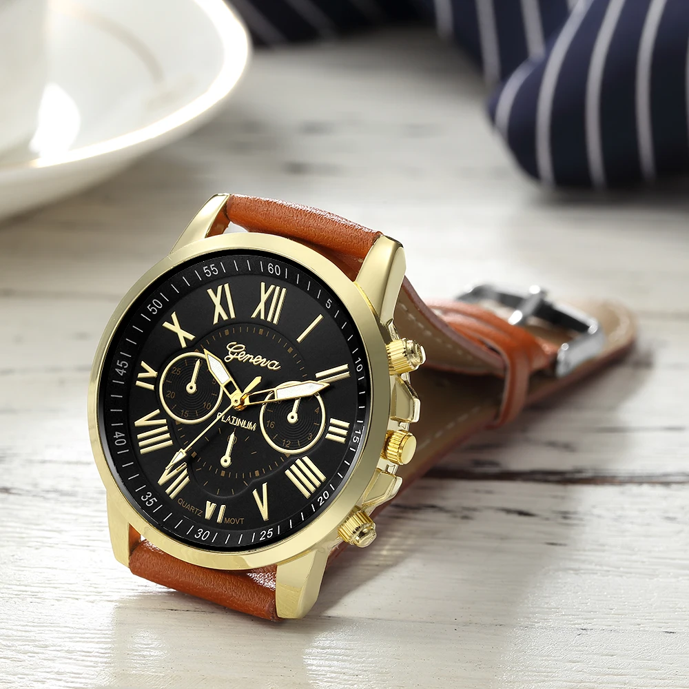 Men Business Watch Fashion Simple Style Cheap but Exquisite Leather Strap Wrist Geneva Movement Male Clock Dropshipping | Наручные часы