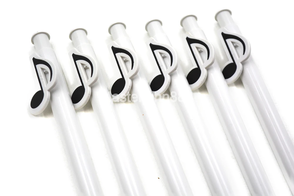 6 шт. пианино музыка Note Treble Clef Paper Ball Point Pen Blue Refill Push on Building Студенческая коллективы