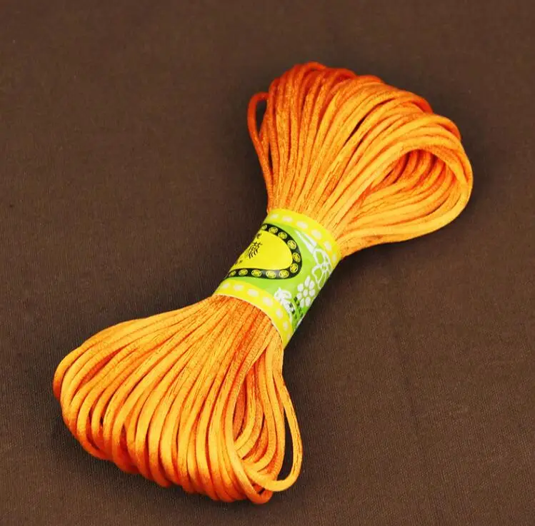 orange yellow 25 цветов, 20 метров/рулон, китайский узел, бисероплетение, ювелирная нить, шнуры, 2 мм, сутажная веревка для DIY браслетов, аксессуары для изготовления ювелирных изделий - Цвет: orange yellow