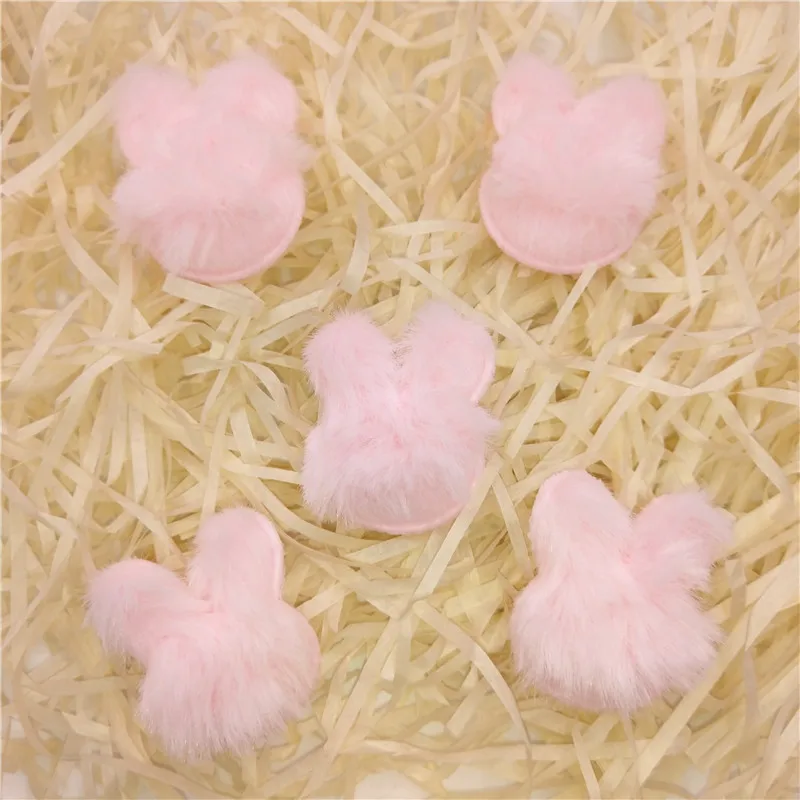 50pcs Plush Patches Rabbit Hair Embellishment Rabbit Head Appliques for Clothing Craft Sewing Supplies DIY Hair Clips Ornament
