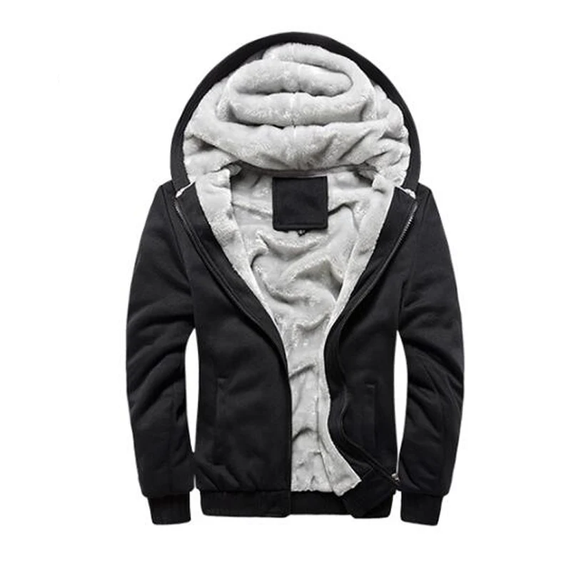 Толстовка мужская зимняя на молнии утепленная куртка с капюшоном бархатная