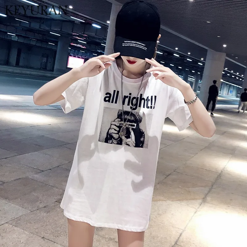 Boyfriend Harajuku негабаритная футболка хлопковая Футболка с принтом и коротким рукавом