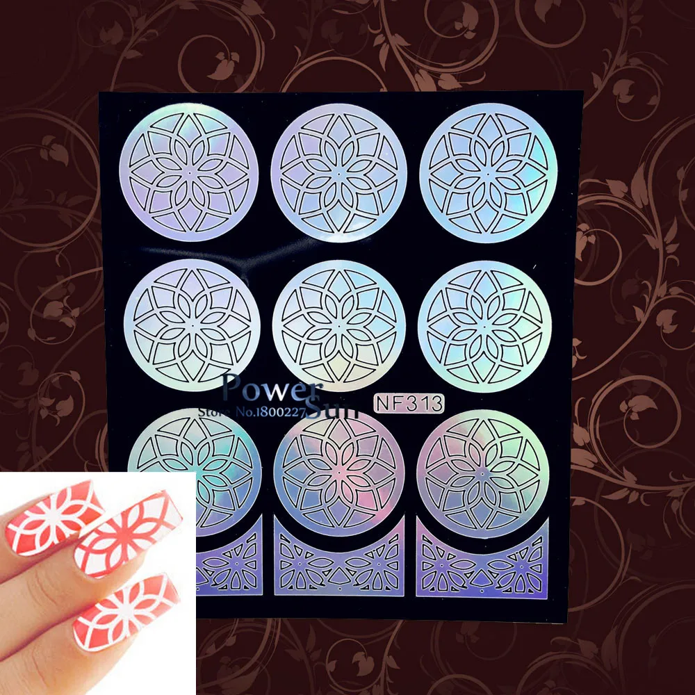 Блестящие вырезанные фотообои Восьмиугольные трафареты наклейки для ногтей