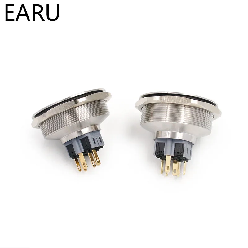 40mm Stainless Steel Metal Push Button Switch Flat Round Momentary Power Ring Mark 6 Pin Car Switches Reset Latching Fixation |