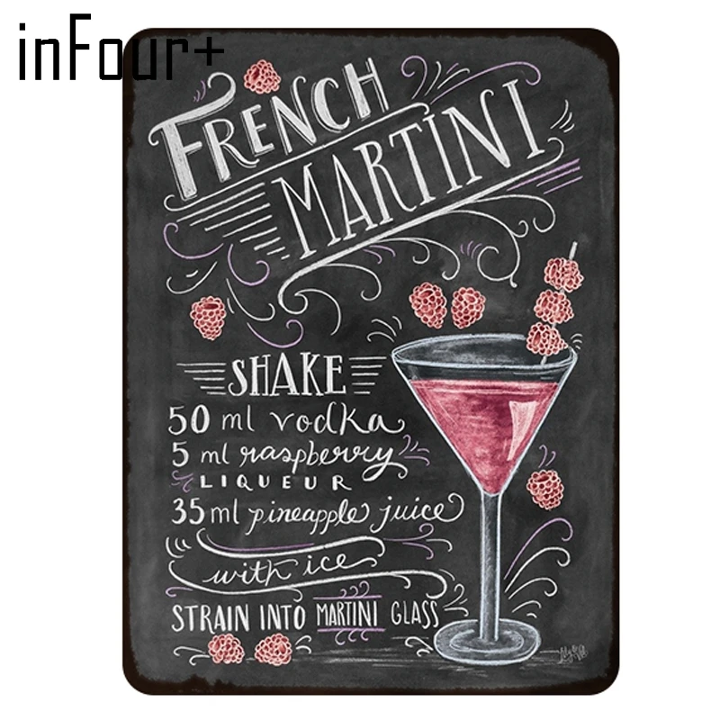 Raspberry Daiquiri коктейльный рецепт Ретро винтажный металлический оловянный знак для