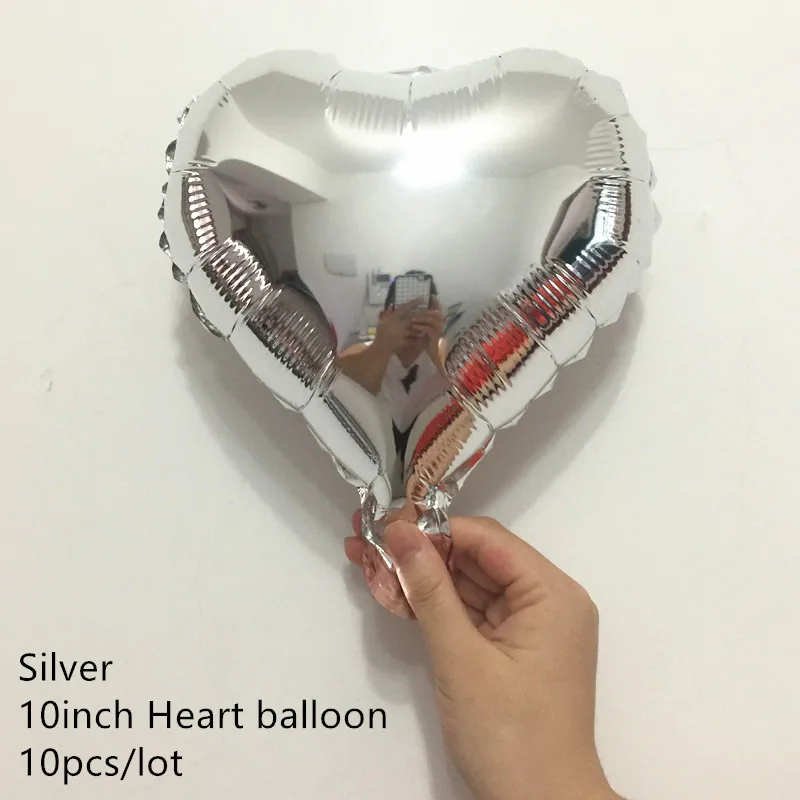 10pcs silver heart Baby Shower баннер его мальчик/девушка воздушный шар "Конфетти" Детские Пол раскрыть День рождения украшения подарок для детей вечерние Декор поставки - Цвет: 10pcs silver heart
