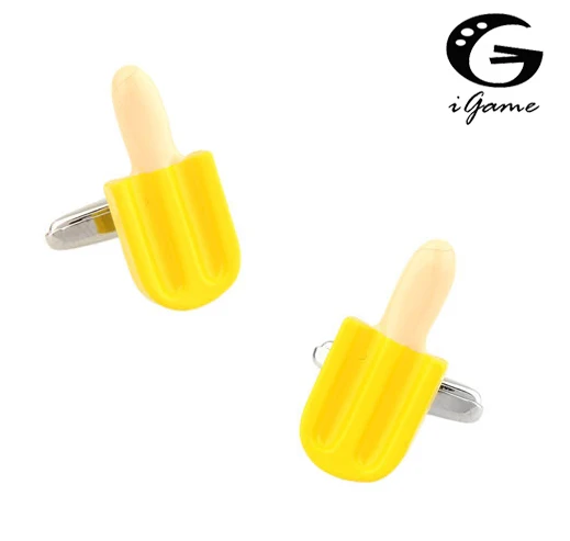

Free Shipping Cuff Links Novel Yellow Ice Cream Design Children Reminiscence Best Gift For Men Cufflinks Wholesale&retail