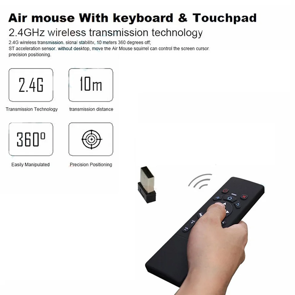 T6 Air mouse с беспроводной клавиатурой 7-цветной сенсорной панелью подсветкой и