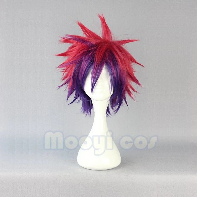 NO GAME NO LIFE Sora косплей парики 35 см короткие прямые пушистые термостойкие синтетические волосы Красный Фиолетовый Смешанные аниме вечерние костюмы