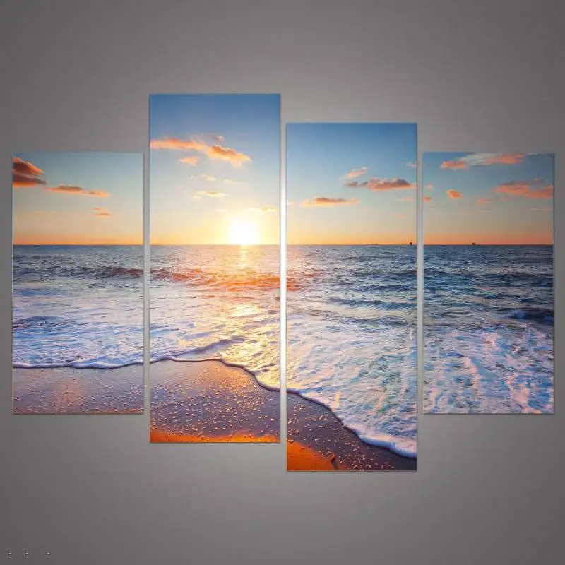 4 панели современная краска для дома вид на море декоративное искусство Краска