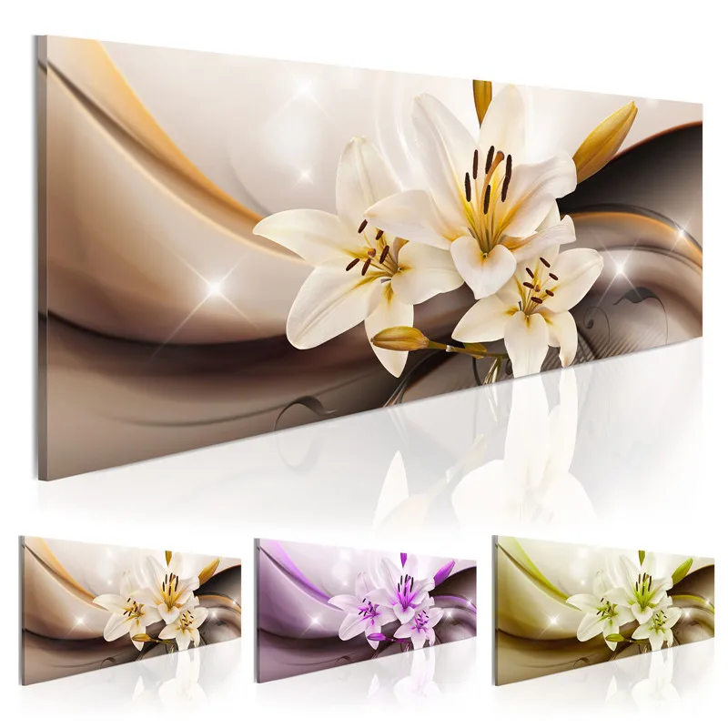 

Classical Lilies Blossom Canvas Painting Floral Poster Pastel Wall Art Pictures for Living Room or Bedroom Home Decor