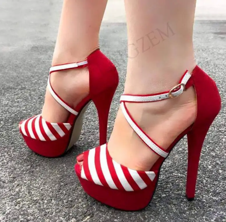 LGZ251 Red LAIGZEM/женские босоножки; босоножки из искусственной кожи на высоком каблуке; вечерние женские босоножки ручной работы; Sandalia Zapato; женская обувь; большие размеры 34-52 - Цвет: LGZ251 Red