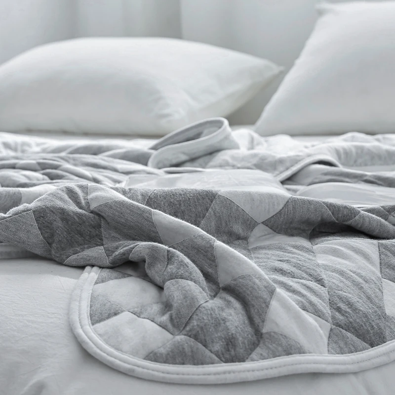 Gray knitted cotton Throw Blanket Rhombic for adults 100x150cm/150x200cm/180x200cm/200x230cm Couch Black Thin Quilt | Дом и сад