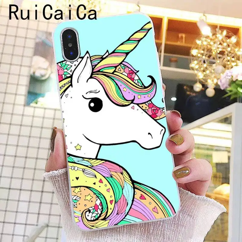 Чехол Ruicaica с рисунком радуги единорога из ТПУ мягкий чехол для iPhone X XS MAX 6 6s 7 plus 8 Plus