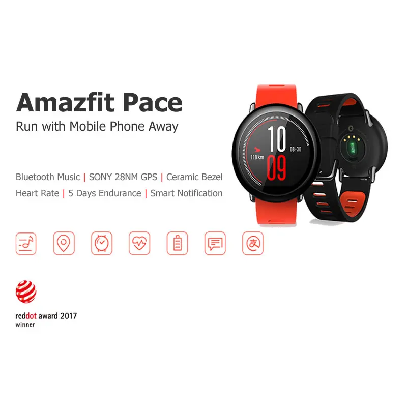 Глобальная версия Huami Amazfit Pace, умные часы, gps, мониторинг сердечного ритма, водонепроницаемый фитнес-трекер, Bluetooth, умные часы