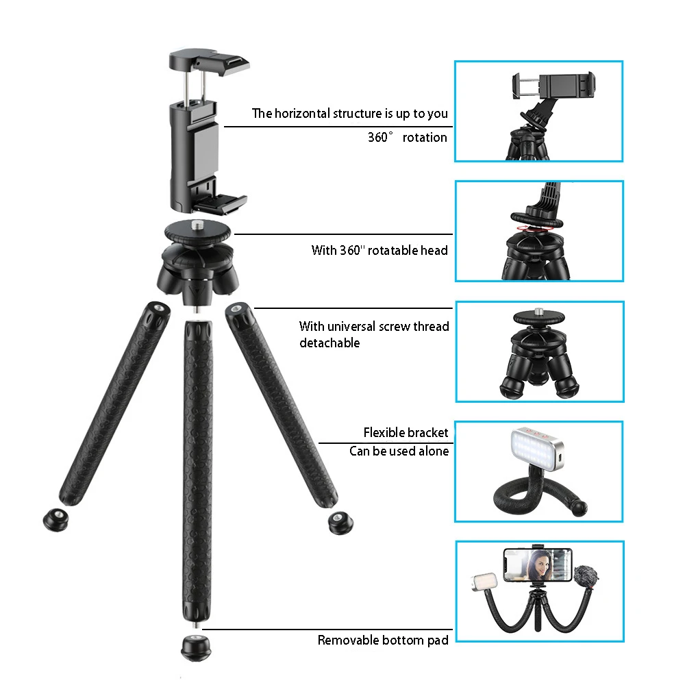 Гибкая селфи палка штатив 4 в 1 выдвижной монопод с дистанционным управлением