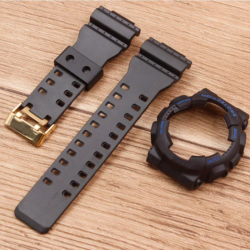 Gold Blue word Аксессуары для часов резиновый чехол для часов Casio GA-110 100 120 GD-100 120 мужской женский ремешок для часов - Цвет ремешка: Gold Blue word
