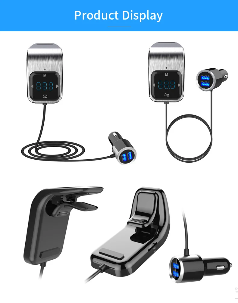 CDEN Car MP3 Player Bluetooth Receiver Handsfree Phone Car FM Transmitter USB Charger TF Card Music Player Touch Button