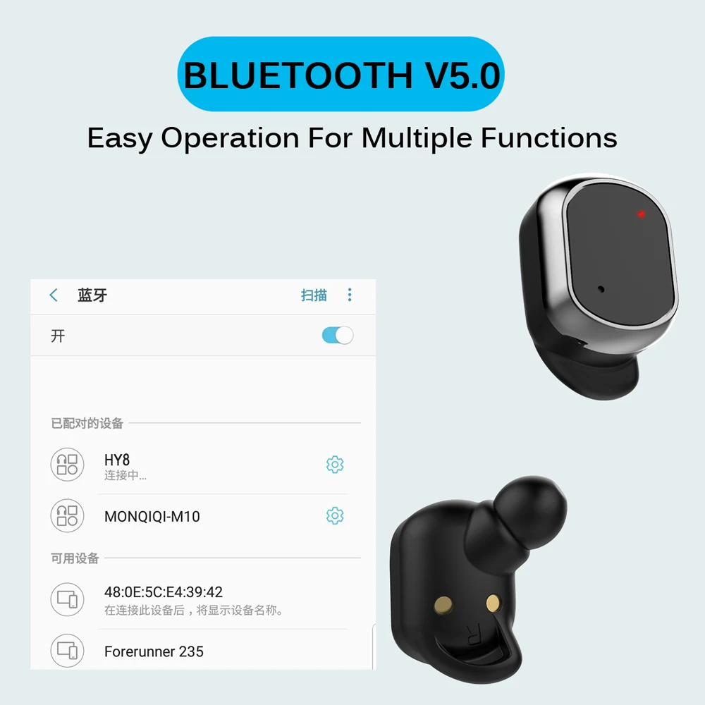 TWS стереонаушники DISOUR 5 0 с поддержкой Bluetooth и зарядным футляром|Наушники