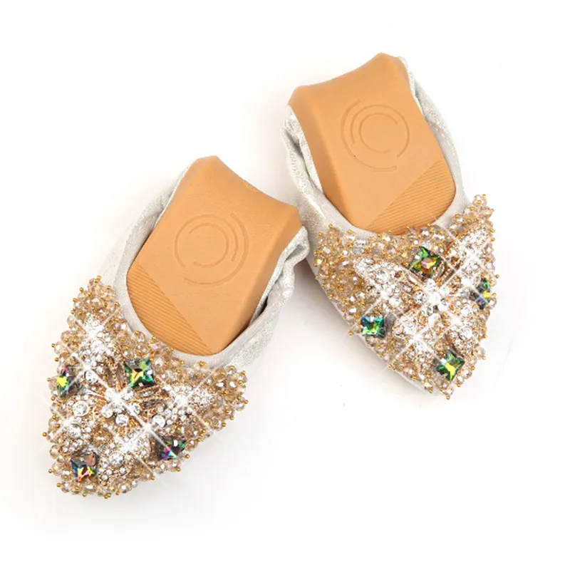 2018 Brand Women Pointed Toe Flats Loafers Fashion Ballet Flats Ladies Lolita Flat Shoes Black Silver Shoes For Women Size32-45