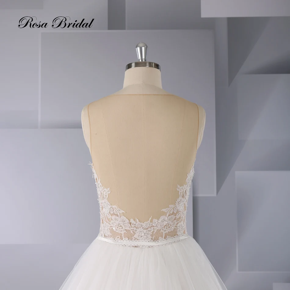 Свадебное платье Rosabridal А-силуэта Сделано на заказ из Китая с круглым вырезом