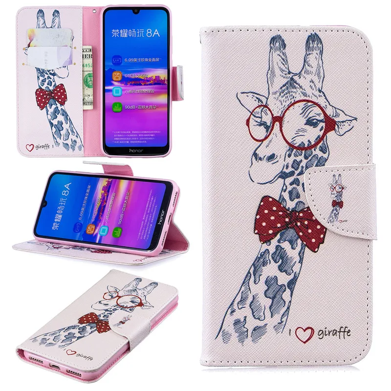 Чехлы книжки из искусственной кожи для Huawei Honor 8A чехлы бумажник подставка слот