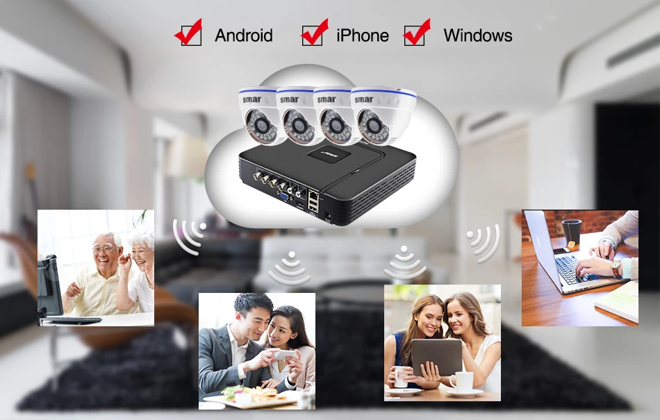 Sm4ch 1080N 5 в 1 AHD DVR комплект 4 шт 720 P/1080 P IR комплект камеры AHD CCTV система внутреннего купольного видеонаблюдения