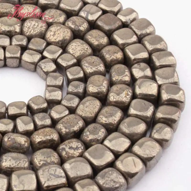 Прямоугольные пиритовые бусины 6 7 8 мм из натурального камня для
