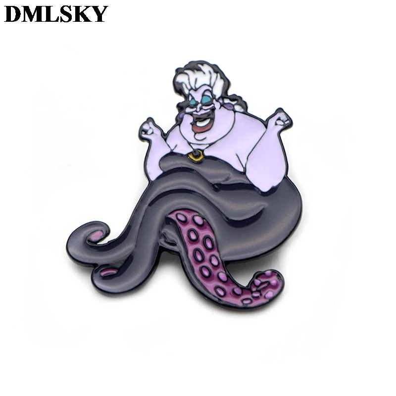 1 DMLSKY забавная булавка Осьминог милый Урсула эмалированные булавки и броши нагрудные булавки рюкзак сумки значок Одежда Брошь Бижутерия Подарки M3647 - Окраска металла: 1