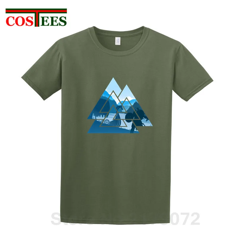 Valknut Вотан's Узел руны Одина футболка Kontrast Для мужчин Вотан Mit коды по