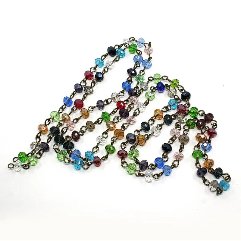5Strands 1000x6mm Handmade Glass Faceted Abacus Beads Chains Chain with &amp Iron Eye Pin Bracelet | Украшения и аксессуары
