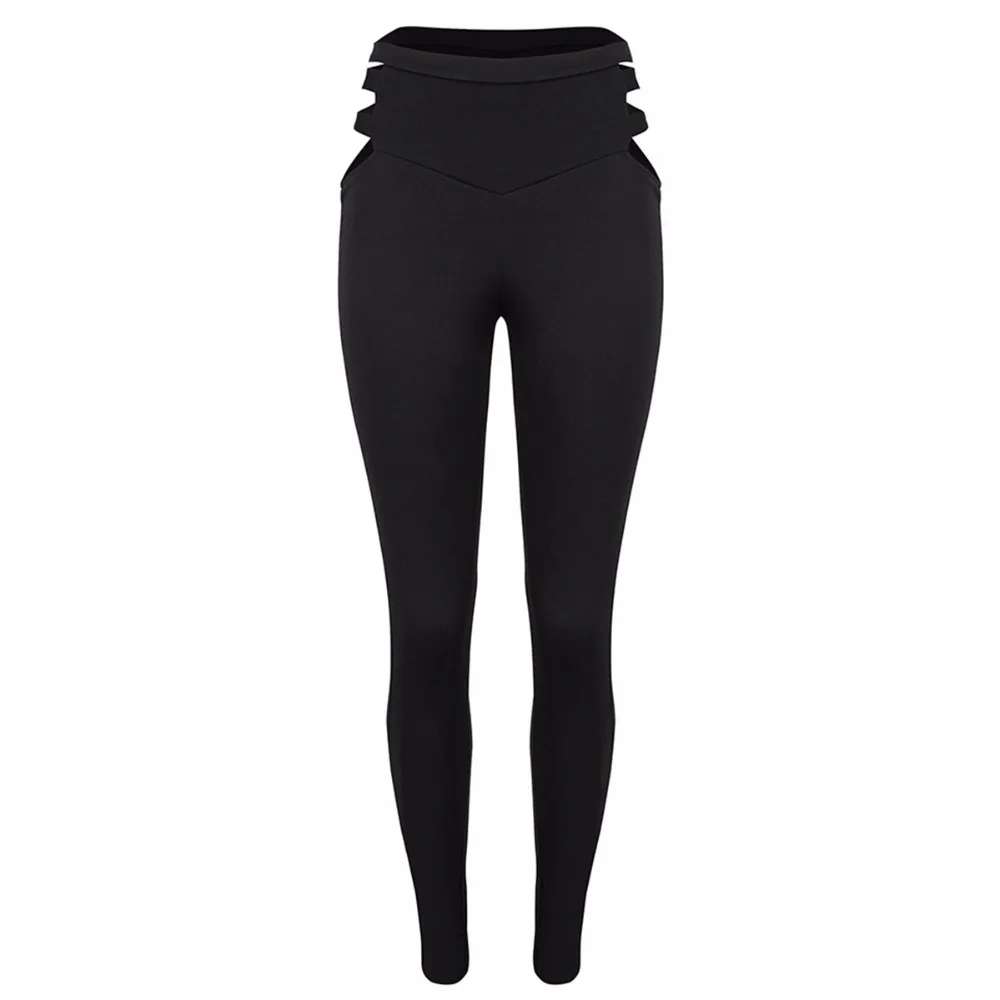 Women Fashion Solid Slim Pencil Pants Sexy Hollow Out Black Full Length &amp Fitness Legging Long Trousers | Женская одежда