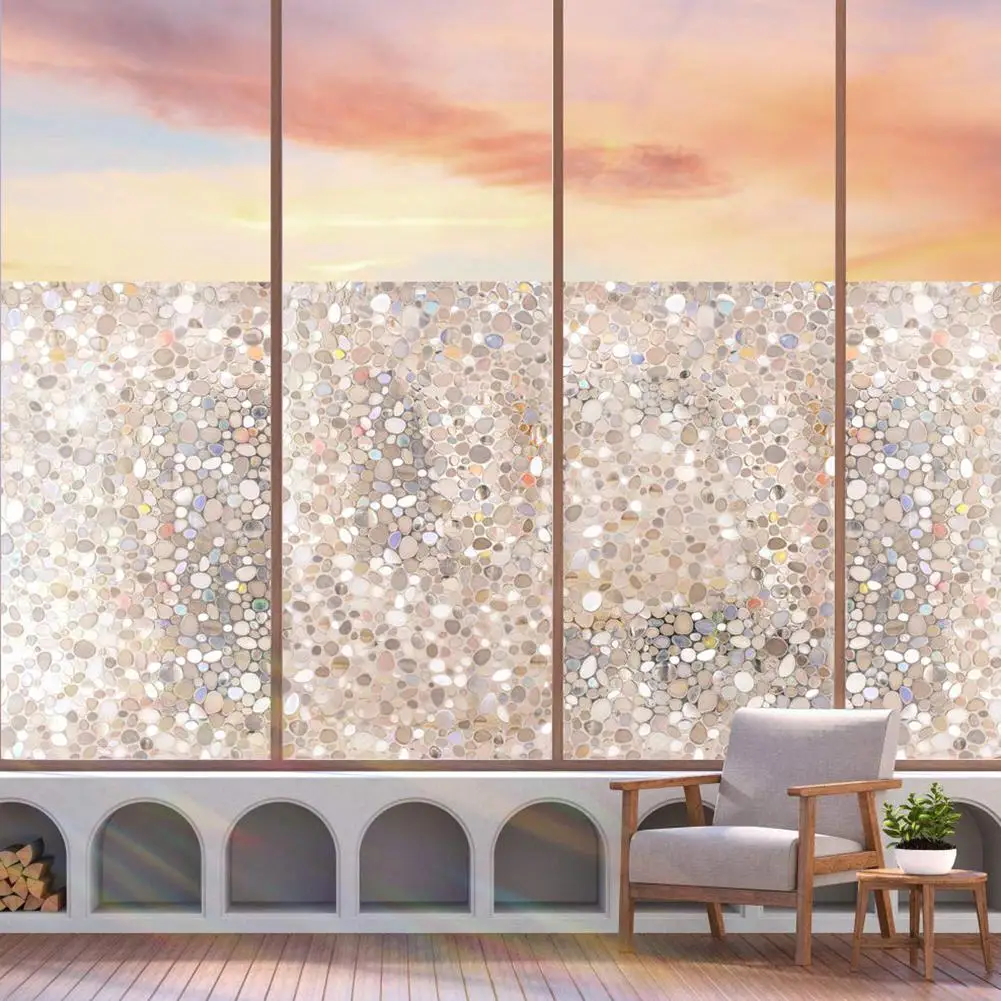 AsyPets Static 3D Irregular Pebble Refraction Colorful Window Film for Home Office | Дом и сад