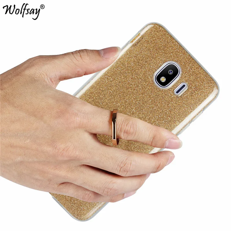 Luxury Bling Glitter Case For Samsung Galaxy J4 2018 Cover Soft TPU Ring Holder Phone Shell J400 |