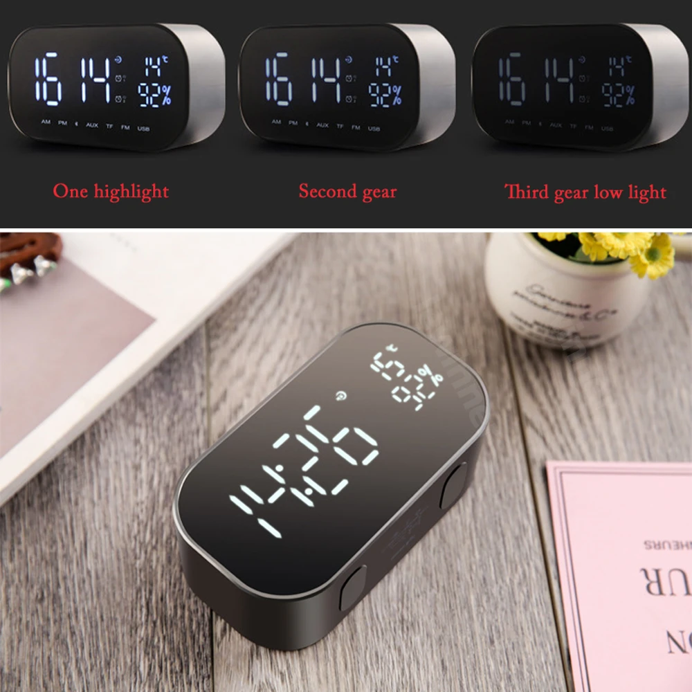 Bluetooth-Колонка со светодиодным будильником и FM-радио Aux TF USB | Электроника