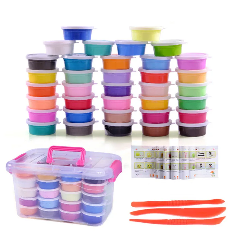 36 color clay 12/24/36 Цвета DIY пушистый слюна мягкая глина, сохнущая на воздухе Playdough набор игрушек для детей полимерный светильник Пластилин с инструментами для детей - Цвет: 36 color clay