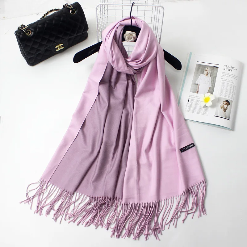 

2018 New Fashion Women Winter 2 Color Double Side Faux Cashmere Scarf Women Shawl Echarpes Foulards Cachecol Tassel Wrap Bufanda