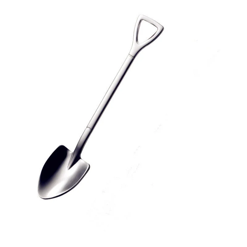 spoon-Silver 1 шт. креативная десертная ложка из нержавеющей стали ложка для размешивания кофе Лопата Вилка для фруктов - Цвет: spoon-Silver