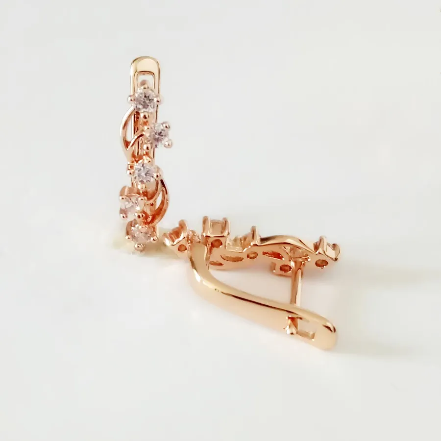 Комплект женских украшений из колье и серёг розовое золото 585 пробы|Ювелирные