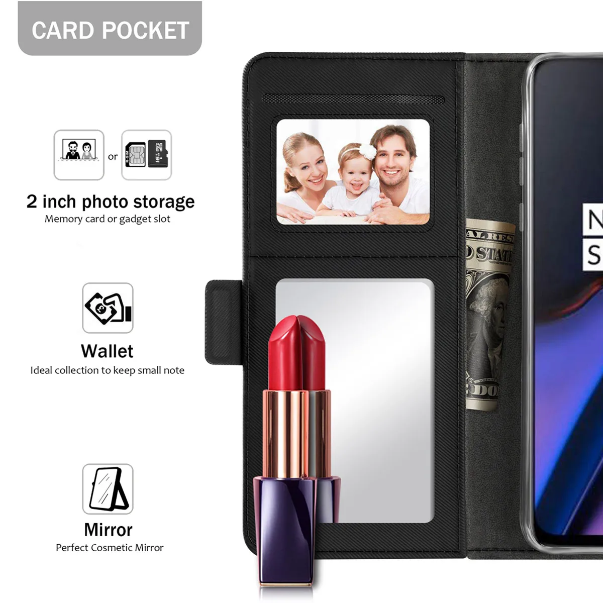 Для Oneplus 7T чехол из искусственной кожи Кошелек откидная подставка чехол с зеркалом и отделениями для карт Fundas для Oneplus 7 7T Pro Чехол