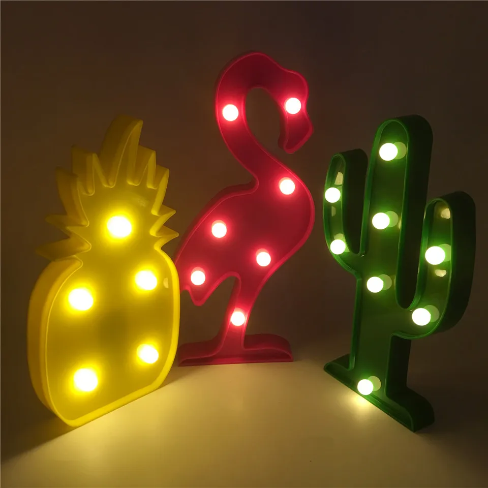 Leedome LED 3D ночник Фламинго кактус Микки форма знаковая лампа аа батарея