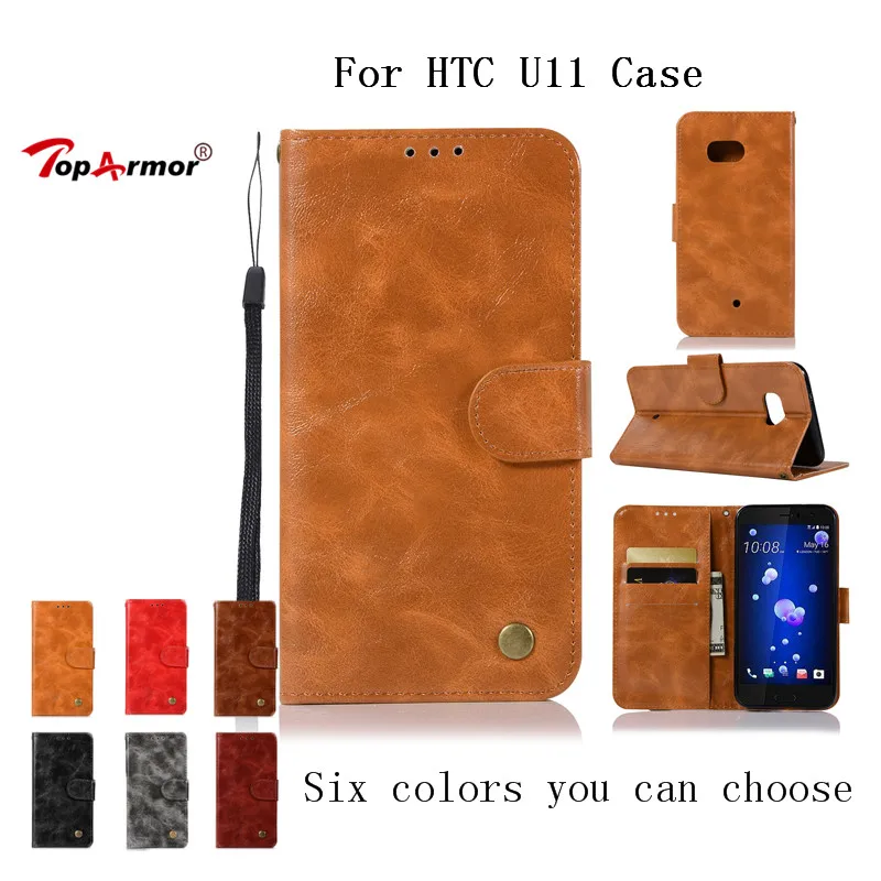 Toparmor высокого класса Ретро Чехол Для HTC u11 искусственная кожа флип стента кошелек