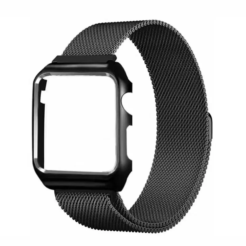 Черный Ремешок для часов UTHAI A09 для Apple Watch/iwatch1/2/3/4 серии 38, 40, 42, 44 мм миланские магнитные часы из нержавеющей стали с+ окантовкой - Цвет ремешка: Черный