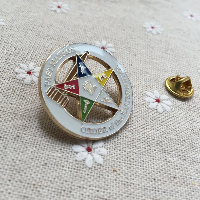 Белая эмалированная брошь в виде круглой масонской на лацкан|pin sticker|badge walletpin button