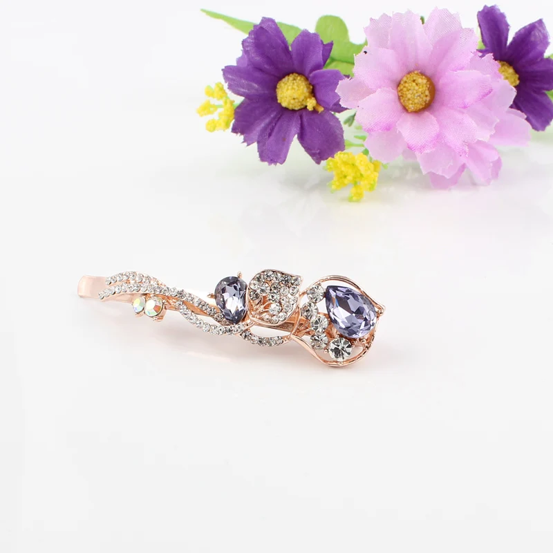 Листья корейская мода аксессуары для волос заколка Круглый кристаллический