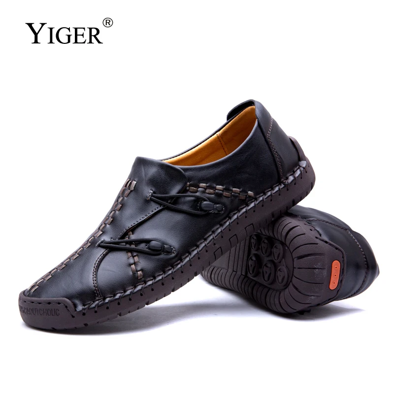 Туфли YIGER мужские из натуральной кожи повседневные лоферы мягкая подошва ручная